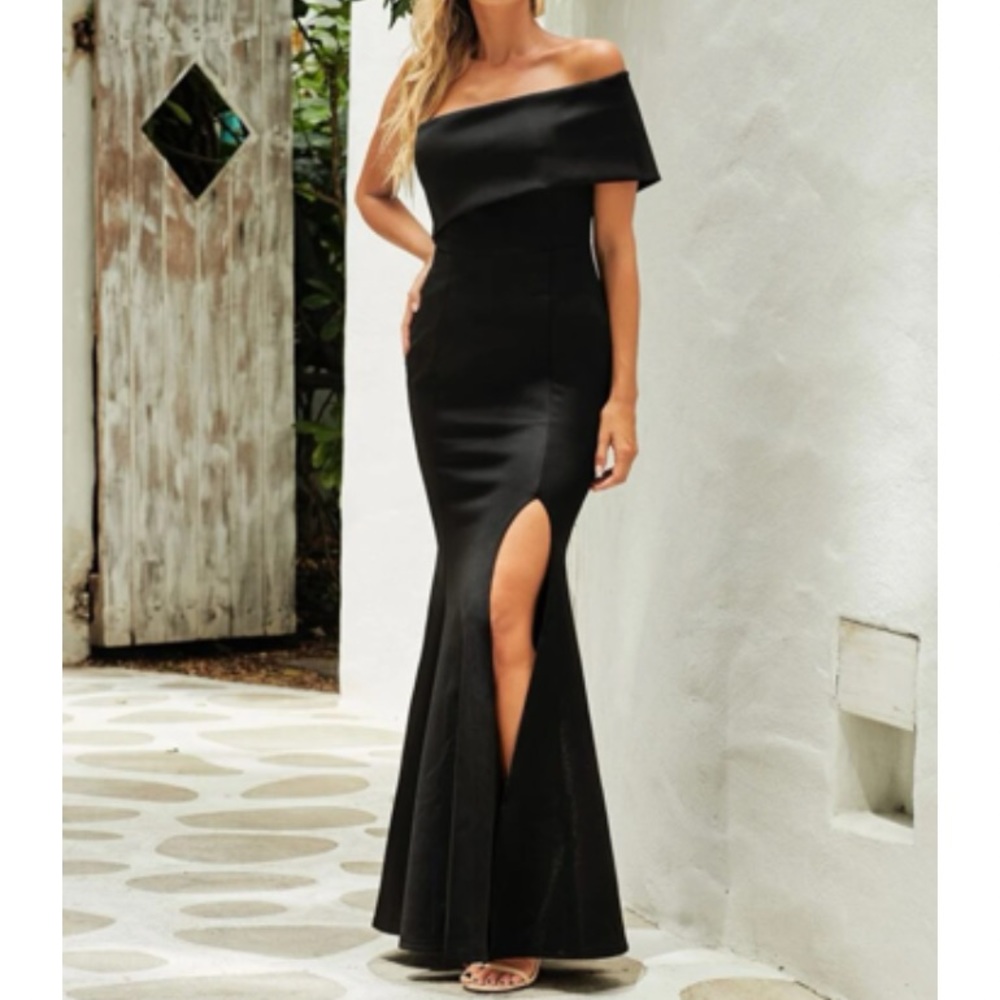 Luxe asymmetrical hem slit thigh party bridesmaids prom wedding sequins dress